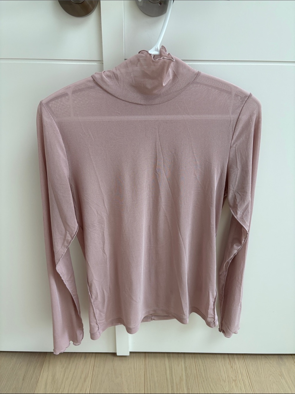 Light Rose Mock Neck Long Sleeve Top